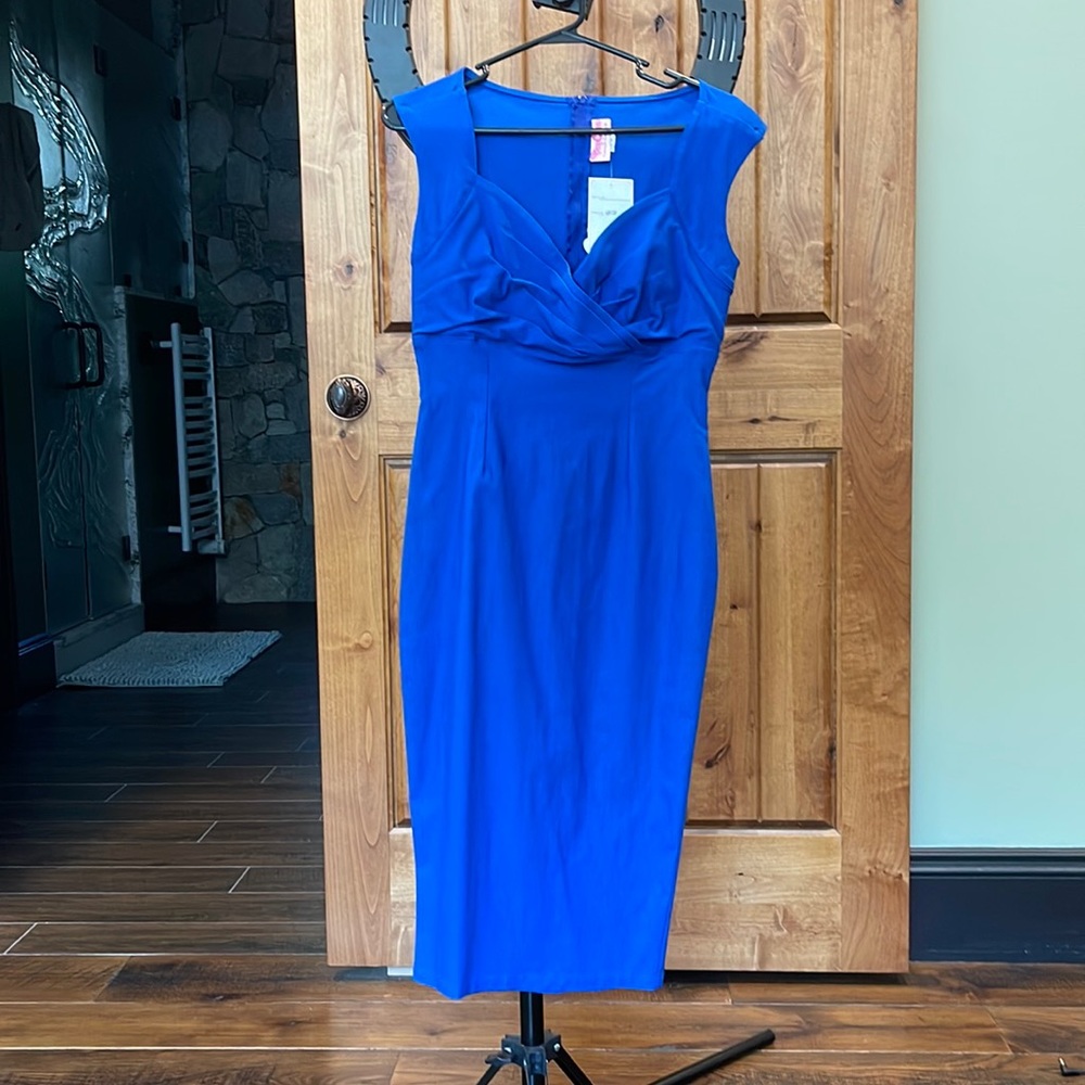 Pin Up Girl Blue Sleeveless Wiggle Dress New With Tags Size Medium